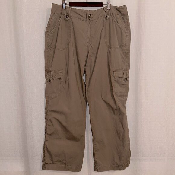 Venezia X Lane Bryant 18 Tan Brown Convertible Cargo Utility Wide Leg Pants - Picture 1 of 15